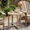 Acacia Wood Outdoor Circular Side Table - Multiple Colors
