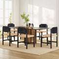 Boho Dining Chairs Set of 3 - Handwoven Rope Seat, Solid Wood Legs - Black