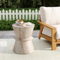 15.5" Outdoor Concrete Hourglass Side Table - Travertine Finish