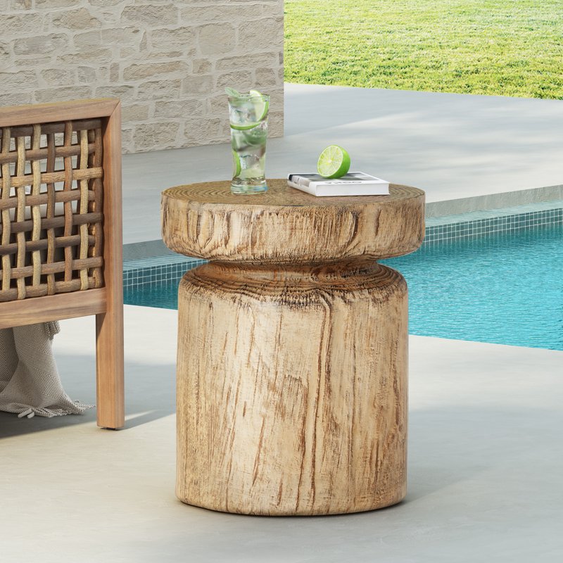 Wood Grain Side Table - MGO Lightweight Concrete Tree-Stump