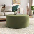 30" Round Velvet Ottoman - Upholstered, Wood Frame, Multiple Colors