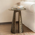 Modern Luxury Copper-tone Side Table with Hammered Texture