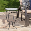 Outdoor Round Side Table with Mosaic Ceramic Tile Top