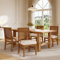 Upholstered Dining Chair Set of 4 - Beige & Walnut with Cane Back