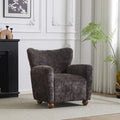 Wingback Accent Chair - Chenille Upholstered with Solid Wood Legs