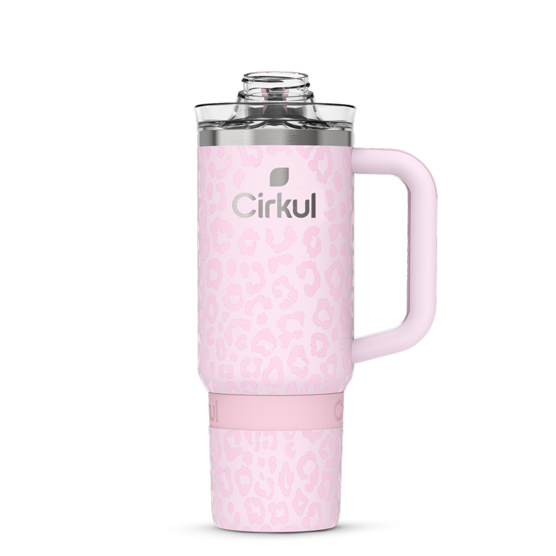 30oz Travel Stainless Steel Tumbler with Handle - Azalea Leopard