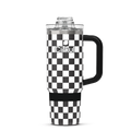 30oz Double-Wall Insulated Stainless Steel Tumbler with Handle - Black Check