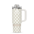 30oz Double-Wall Insulated Stainless Steel Tumbler with Handle - Taupe Check