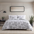 Reversible Twin Comforter Set with Subway Map Print - White Microfiber Bedding