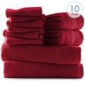 Clara Clark Bath Towels Set - 10-Piece Luxurious 100% Cotton, Red, Includes 4 Body Towels & 2 Washcloths - Variation of THIS listing