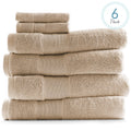 Clara Clark Bath Towels Set 4 Cream Body Towels & 2 Washcloths - 100% Cotton, Ultra Soft, Absorbent