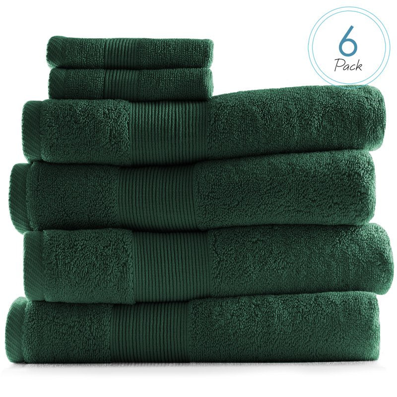 Luxury Cotton Bath Towels Set - 4 Bath Towels & 2 Washcloths, Hunter
