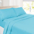 King Size Microfiber Bed Sheet Set - Beach Blue, 1800 Thread Count, Deep Pocket