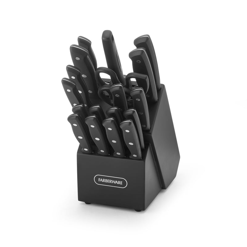 20-Piece Cutlery Knife Block Set with Kitchen Shears - Black