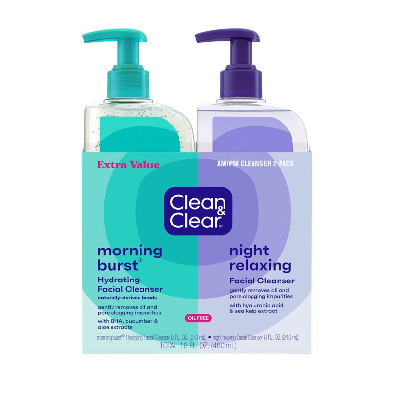 Daily Facial Cleanser Duo, Hydrating Morning and Relaxing Night Wash, 2 Pack