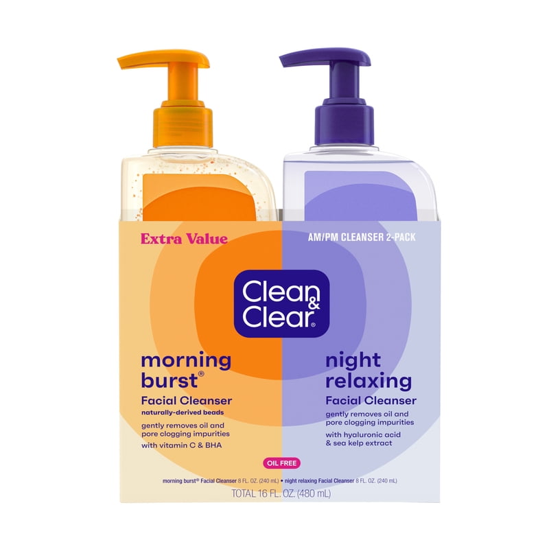 Day and Night Acne Face Wash Set, Oil-Free Facial Cleanser, 8 fl oz 2-Pack
