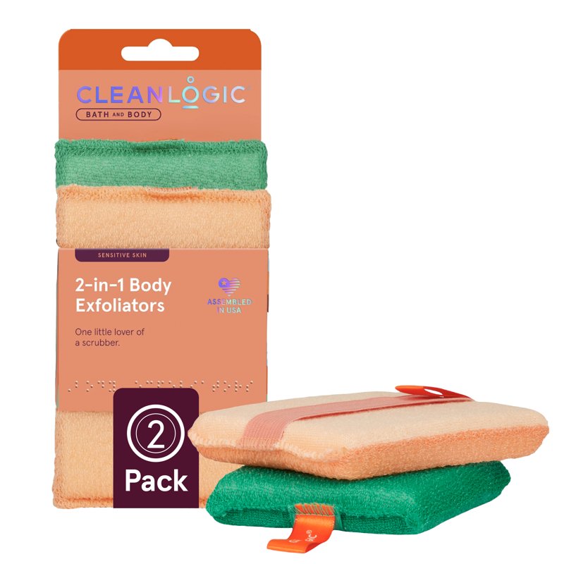 Dual-Texture Body Scrubbers - Gentle Exfoliating Cleanser (2 Count)