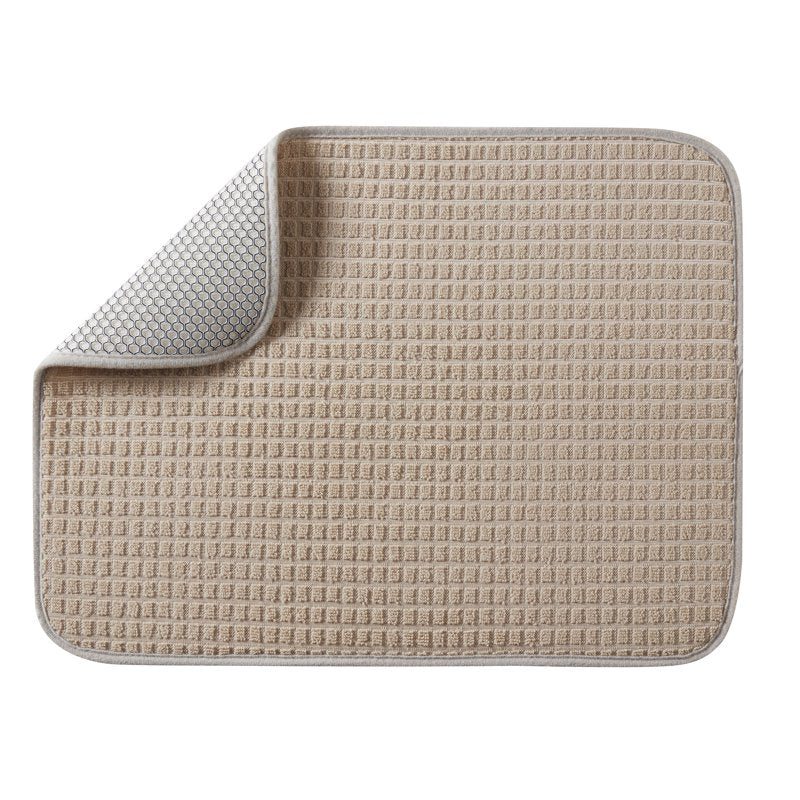 Dish Drying Mat - Absorbent Microfiber, 50% Recycled, 15" x 20", Tan