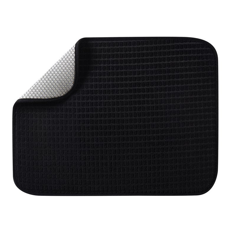 Absorbent Microfiber Dish Drying Mat - 15" x 20" Black