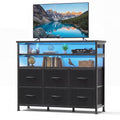 6-Drawer Fabric Dresser with Power Outlets & LED Light - Multiple Colors