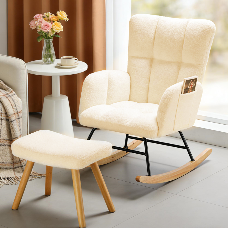 Cozy Nursery Rocking Chair with Ottoman - Multiple Colors Available