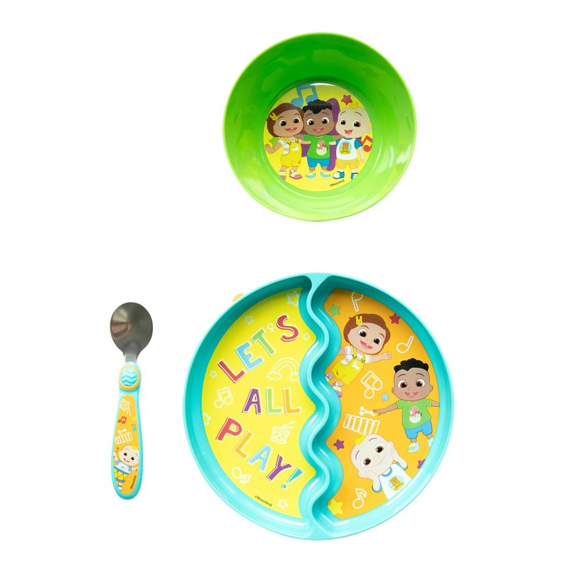 Toddler Mealtime Set - Suction Plate, Bowl & Spoon - Green