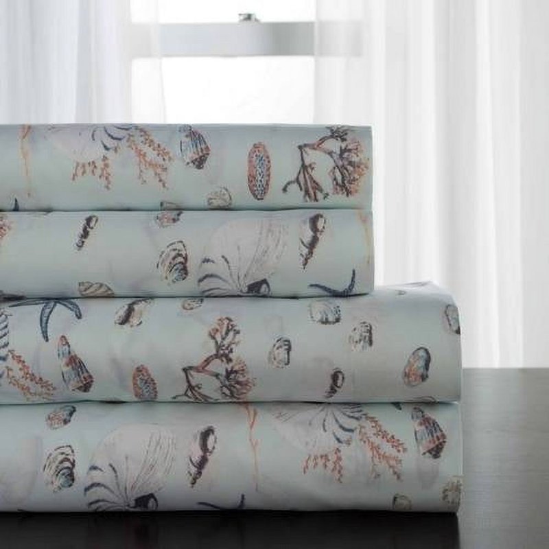 Twin Coastal Print Microfiber Sheet Set - Oceanside Sea
