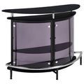 Freestanding Home Bar with Glass Top and Stemware Rack - Black