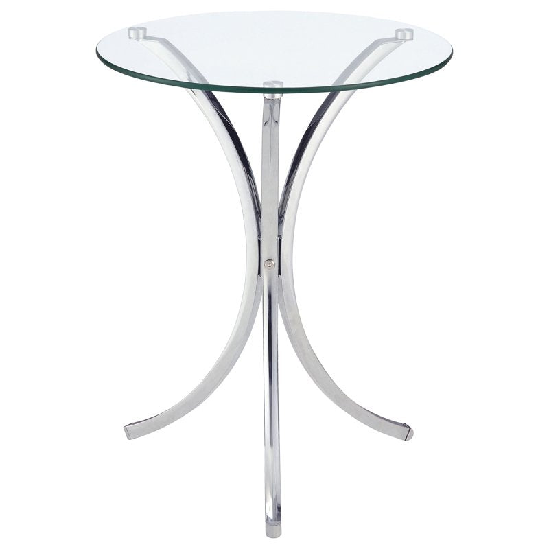 Contemporary Round Glass Accent Side Table with Chrome Frame