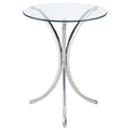 Contemporary Round Glass Accent Side Table with Chrome Frame