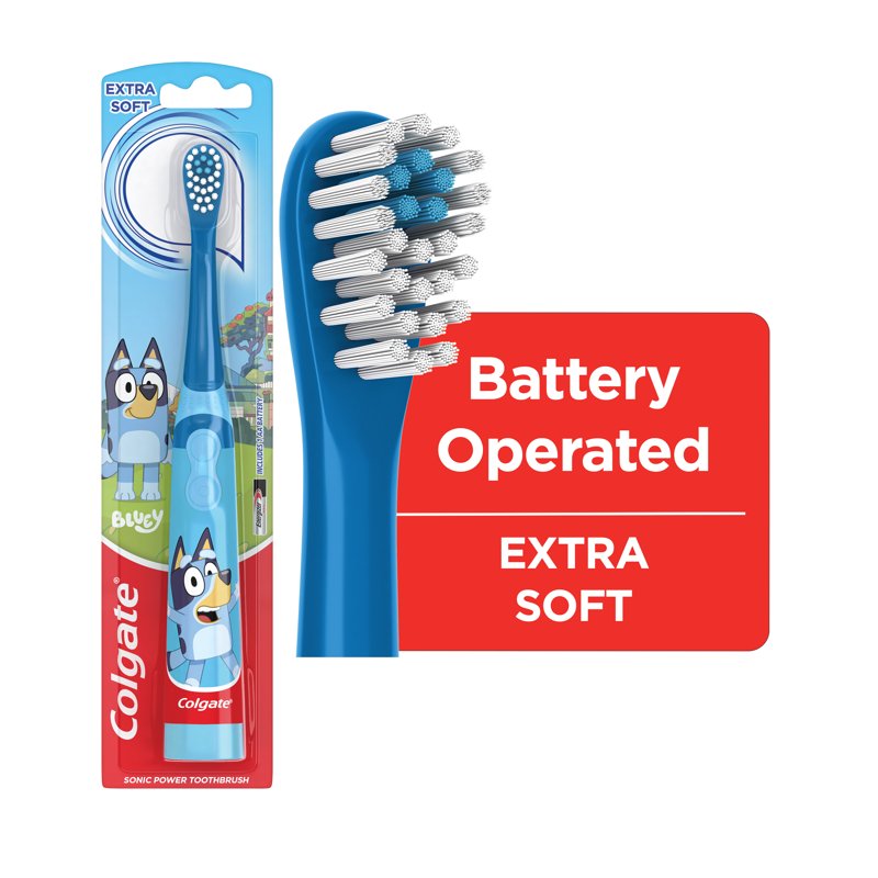 Kids Battery Toothbrush with Bluey Design - Vibrating Brush Head