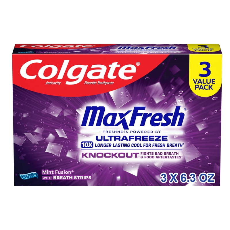 MaxFresh Knockout Mint Toothpaste with Breath Strips - Fluoride Cavity Defense