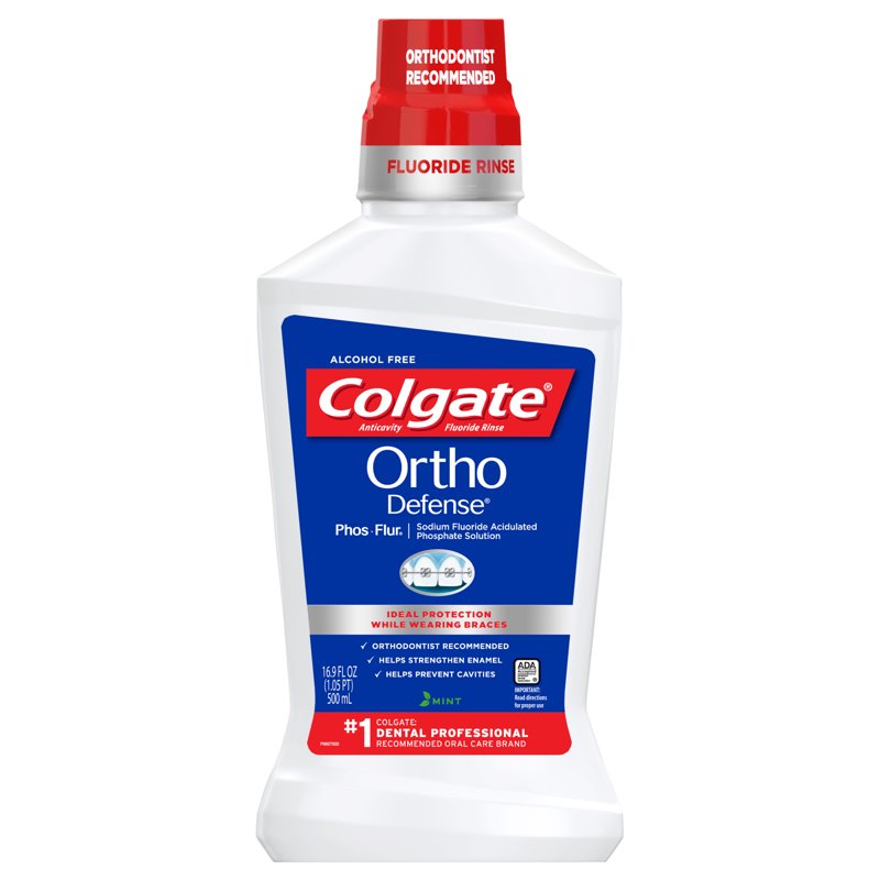 Orthodontic Fluoride Mouthwash for Braces, Alcohol-Free Mint, 16.9 fl oz