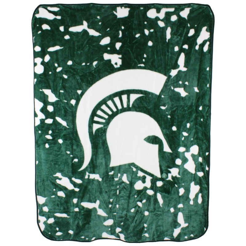 Michigan State Spartans Raschel Throw Blanket - 86" x 63" Bedspread - College Covers