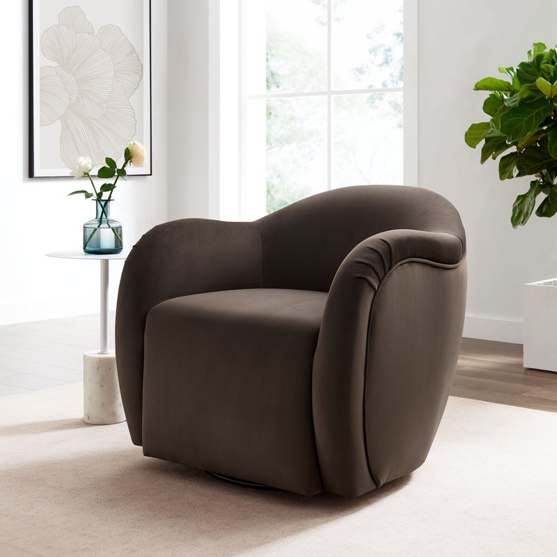 Compose Swivel Accent Chair - Chocolate Brown Velvet