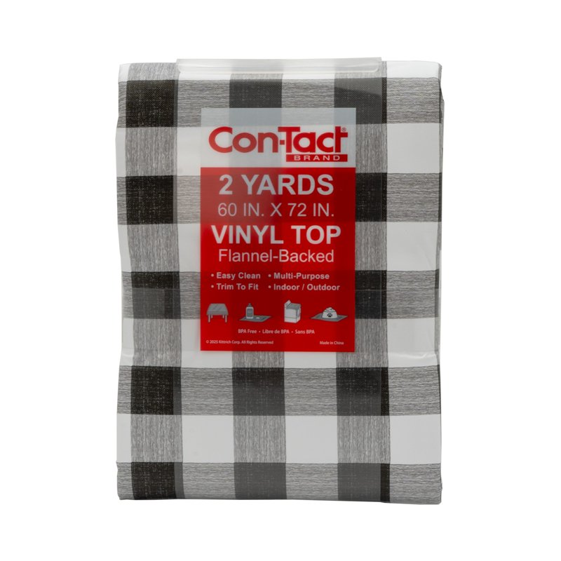 Black & Gray Plaid Vinyl Fabric with Flannel Backing - 60" x 72"