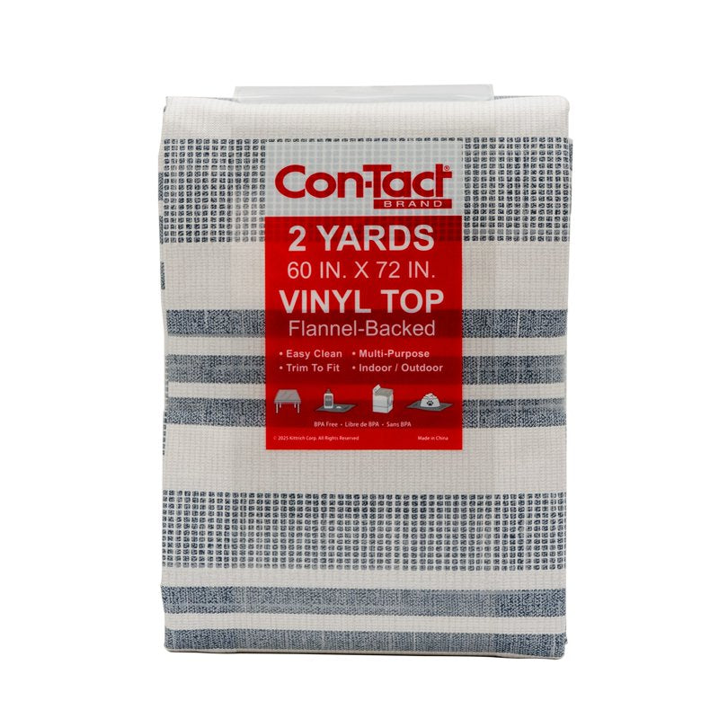 Vinyl Fabric with Flannel Backing - Linen Stripe Denim Design, 60" x 72"
