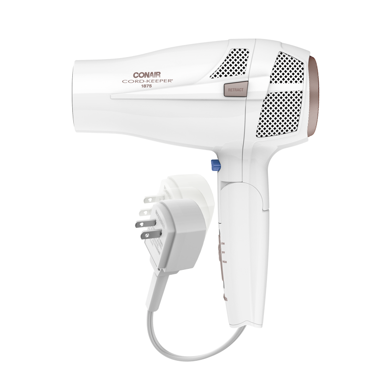 Travel Hair Dryer with Dual Voltage, 1875 Watts, Folding Handle