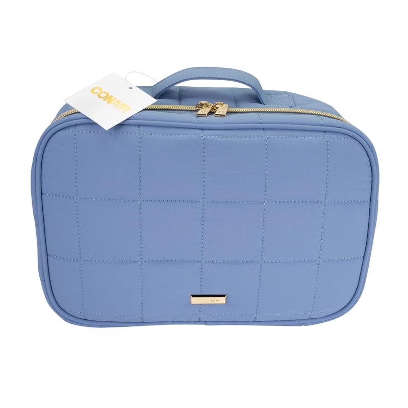 Hanging Beauty Organizer - Blue Quilted Cosmetic Case