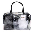 7-Piece Black Plaid Cosmetic Bag Set with Tote & Pouches