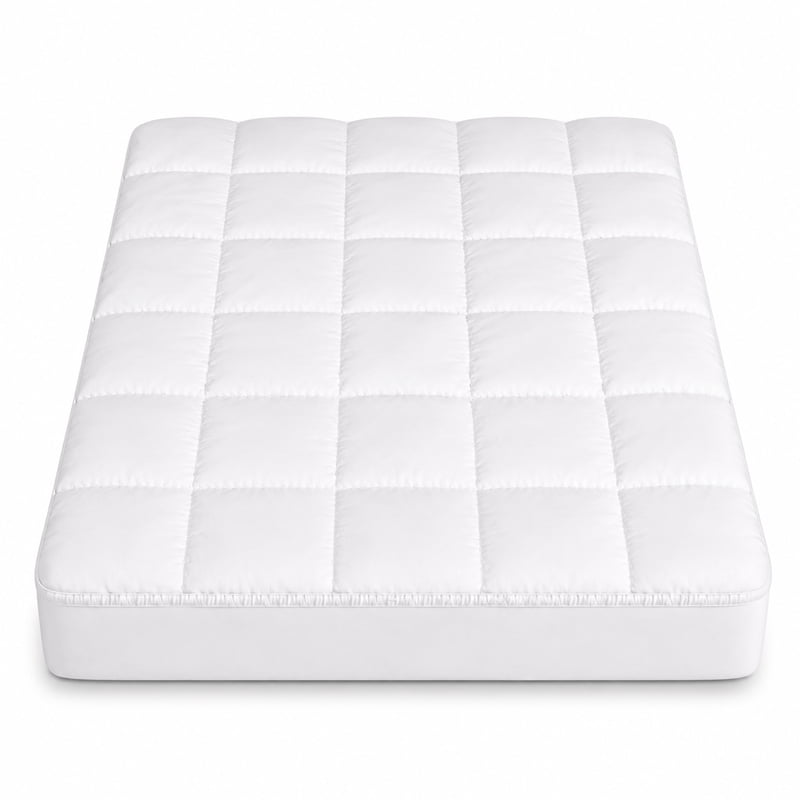Full Size 3-Inch Quilted Mattress Pad - Breathable Cooling Mattress Protector with 18" Deep Pocket - White