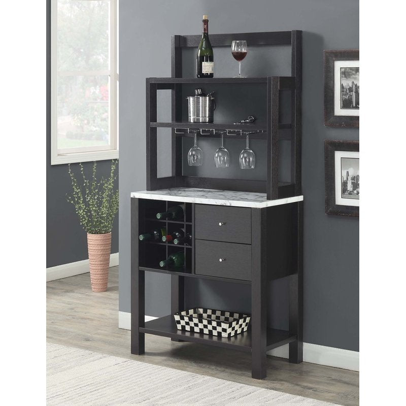 Newport Serving Bar – Espresso Wood Finish with 9-Bottle Capacity