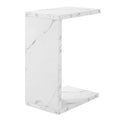 C-Shaped End Table - Modern White Faux Marble Design