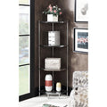4-Tier Glass Corner Shelf - Chrome Finish, 50.75 Inches