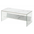 SoHo Coffee Table with Faux Marble Top and Glass Sides