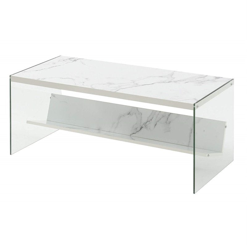 SoHo Coffee Table with Faux Marble Top and Glass Sides