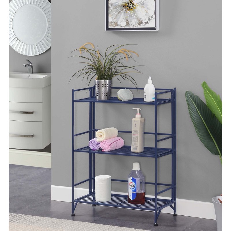 3 Tier Wide Folding Metal Shelf - Versatile Storage Solution