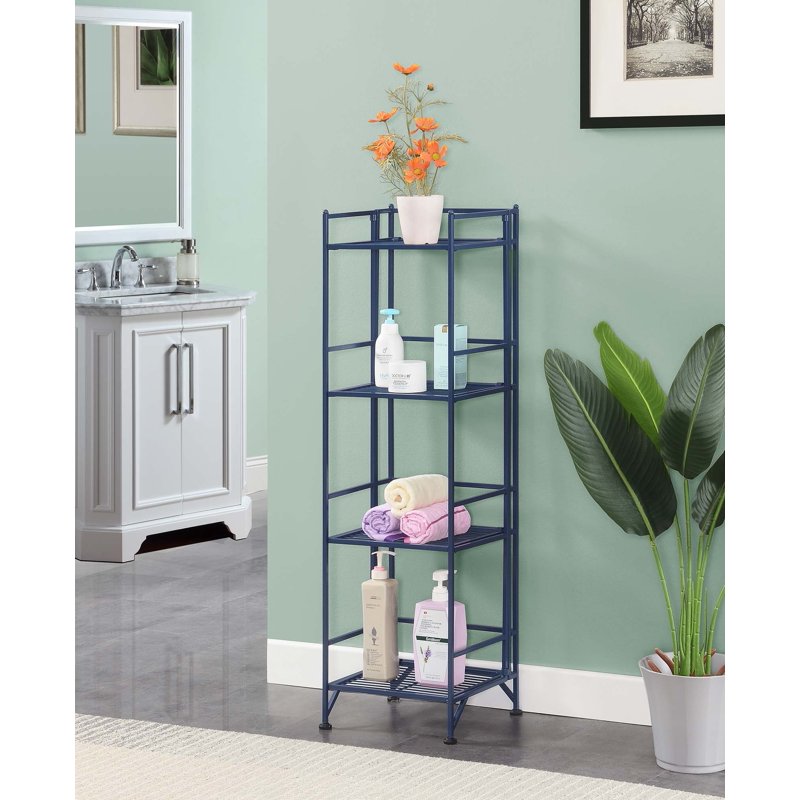 4 Tier Folding Metal Storage Shelf - Multiple Colors Available