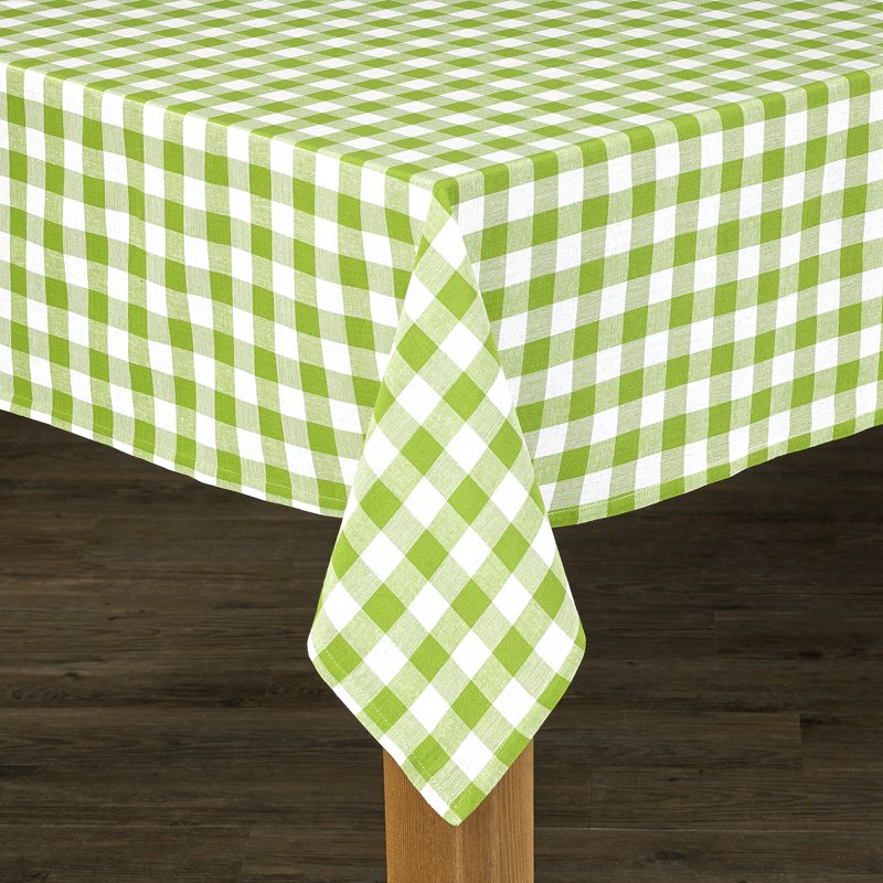 Buffalo Check Tablecloth - 100% Cotton, 60" x 84", Green