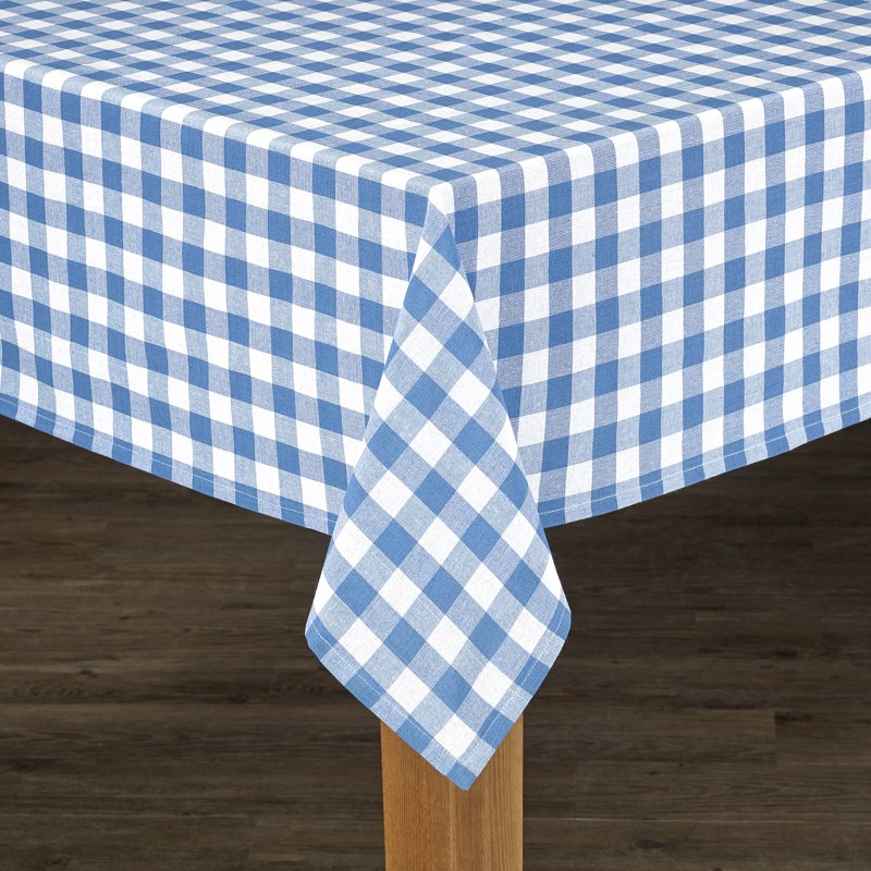Buffalo Check Tablecloth - Navy 100% Cotton 60" x 84"